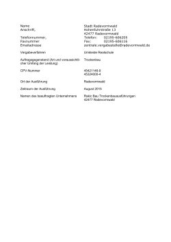 Name Anschrift, Telefonnummer, Faxnummer Emailadresse Stadt