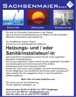 Stellenanzeige für erfahrenen Monteur mit Logo+Telefonnummer
