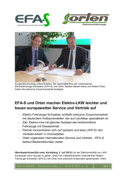 EFA-S und Orten machen Elektro-LKW leichter und - EFA