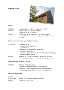 Das Riesaer Kloster Ratssaal ab 13:00 Uhr Ausstellung zu den
