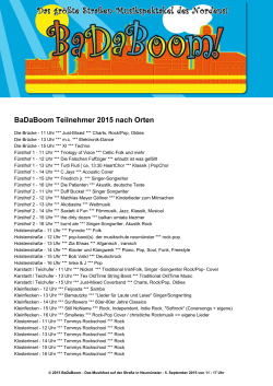 BaDaBoom Teilnehmer 2015 nach Orten