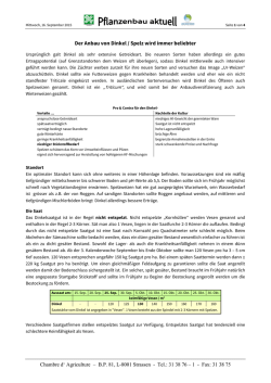 Dinkel Anbauempfehlung - Chambre d`Agriculture