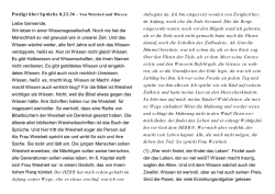 Predigt über Sprüche 8,22-36 – Von Weis heit und Wis s en Liebe
