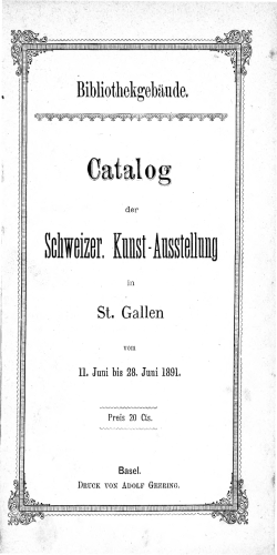 1891 St.Gallen - Schweizer Kunstverein