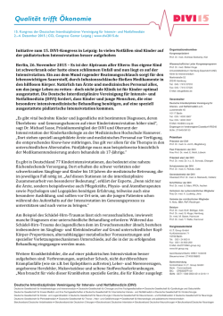 Initiative zum 15. DIVI-‐Kongress in Leipzig: In vielen