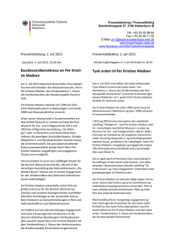 Pressemeddelelse - Tysk orden til Per Kristian Madsen