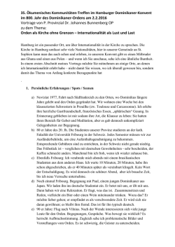 im 800. Jahr des Dominikaner-Ordens am 2.2.2016 Vortrage von P