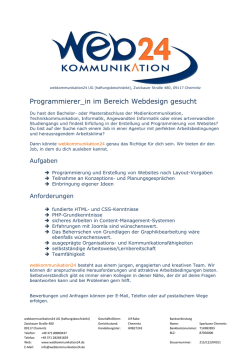 Vollzeitstelle als Programmierer_in für Websites