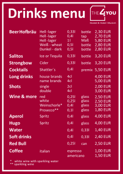 BeerHofbräu Salitos Strongbow Cocktails Long drinks Shots Wine