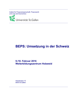 BEPS: Umsetzung in der Schweiz - IFF-HSG