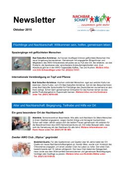Newsletter "Nachbarschaft zusammen geht mehr" Oktober 2015