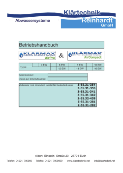 Bedienungsanleitung - Klärtechnik Reinhardt GmbH