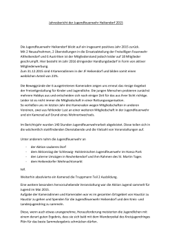 Jahresbericht der Jugendfeuerwehr Heikendorf 2015 Die