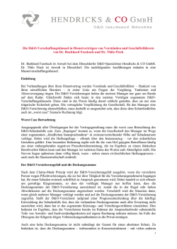 Die D&O-Verschaffungsklausel in Dienstvertr&auml;gen von
