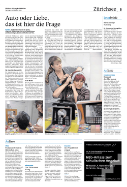 Presseartikel Zürichseezeitung vom 31.10.2015