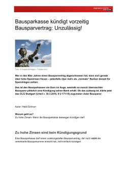 Bausparkasse kündigt vorzeitig Bausparvertrag: Unzulässig!