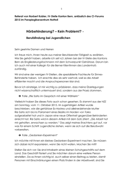 H&ouml;rbehinderung? &ndash; Kein Problem!?