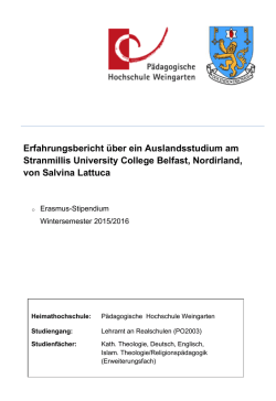 Bericht - Pädagogische Hochschule Weingarten
