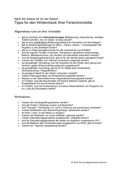 Checkliste nach der Saison ist vor der Saison