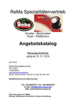 ReMa Spezialitätenvertrieb Angebotskatalog