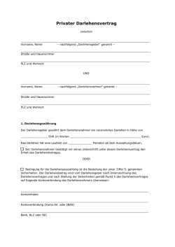 Mustervorlage: Privater Darlehensvertrag