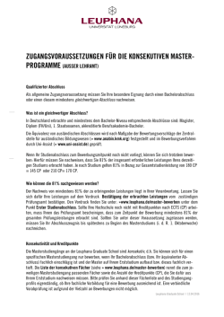 Infoblatt Zugangsvoraussetzungen