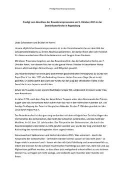 Predigt von Bischof Voderholzer zum Abschluss der