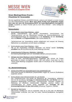 Green Meetings/Green Events - Checkliste f&uuml;r Veranstalter