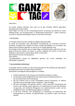 Elternbrief zur gebundenen Ganztagsschule