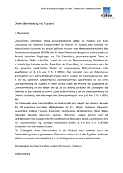 Datenübermittlung ins Ausland - Die Landesbeauftragte für den