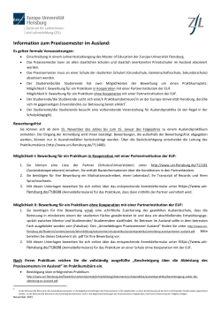 Information zum Praxissemester im Ausland: