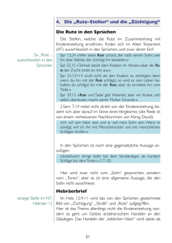 4. Die &bdquo;Rute-Stellen&ldquo; und die &bdquo;Z&uuml;chtigung&ldquo; Die Rute in den Spr&uuml;chen