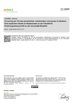 E-Learning als Teil des pers&ouml;nlichen, intentionalen Lernraumes im
