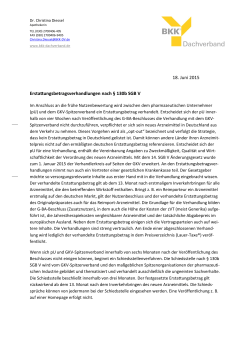 18. Juni 2015 Erstattungsbetragsverhandlungen nach § 130b SGB V