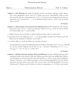 Thermodynamik Seminar Blatt 3 Wintersemester 2015/16 Prof. T