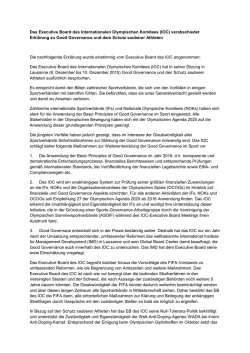 IOC-Erkl&auml;rung zu Good Governance und dem Schutz sauberer