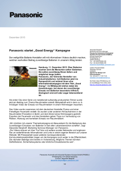 Panasonic startet „Good Energy“ Kampagne