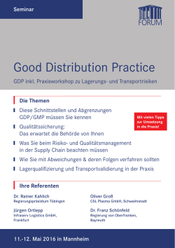 Good Distribution Practice - FORUM · Institut für Management GmbH
