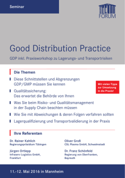Good Distribution Practice - FORUM &middot; Institut f&uuml;r Management GmbH