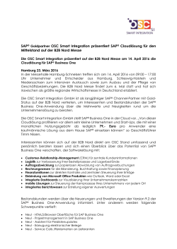 SAP® Goldpartner OSC Smart Integration präsentiert SAP