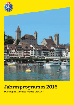Jahresprogramm 2016 Gruppe Z&uuml;richsee rechtes Ufer