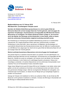IRE Basel-Ulm: zuverl&auml;ssigerer Fahrplan zuerst - Bodensee-S-Bahn