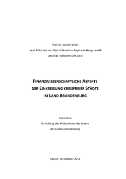 Gutachten Prof. F&auml;rber zu den finanzwissenschaftlichen Aspekten