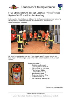 FFW Strümpfelbrunn benutzt Löschgel Hydrex® Power