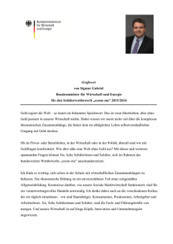 Gru&szlig;wort von Sigmar Gabriel Bundesminister f&uuml;r Wirtschaft und