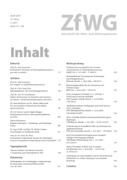 Inhalt - Zeitschrift f&uuml;r Wett
