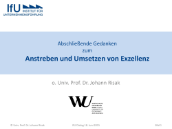 Vortrag o. Univ. Prof. Dr. Johann Risak