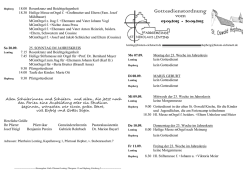 Gottesdienstordnung vom 07.09.2015 bis 20.09.2015