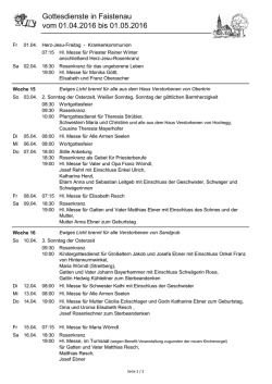 Gottesdienste in Faistenau im April 2016