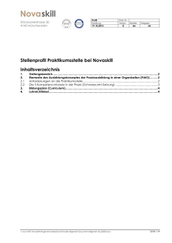 Stellenprofil Praktikumsstelle bei Novaskill Inhaltsverzeichnis